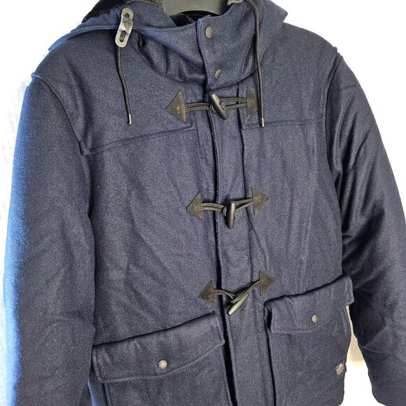 Mens Penfield Wool Blend Toggle Duffle Coat With Hood Navy Blue Size XL - Picture 5 of 9